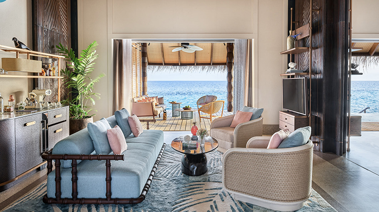 joali maldives sunset luxury villa living room