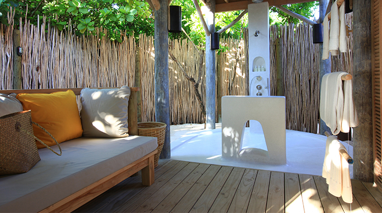 six senses laamu beach villa bathroom