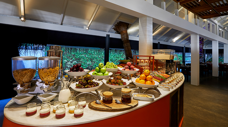 taj coral reef resort spa maldives breakfast cold buffet